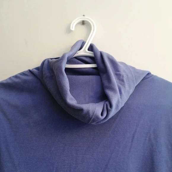 FP Free People Movement Ribbed Cowl Neck Long Sleeve Ruched Arm Periwinkle XS - Picture 9 of 16